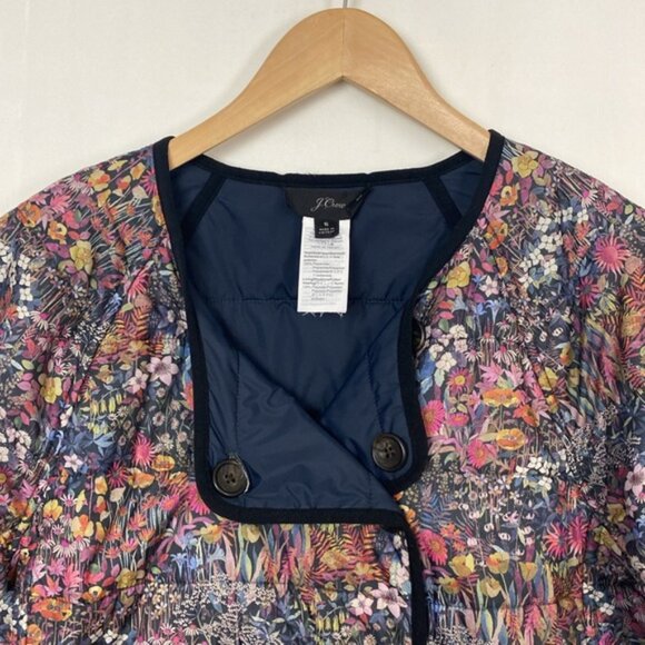 J.Crew x Liberty S Reversible Quilted Puffer Jacket Coat Navy Floral Print - Picture 5 of 13